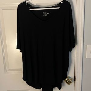 Time & Tru, Plus Size, Women's, Black, V-Neck, Short Sleeved Blouse, XXXL (22)
